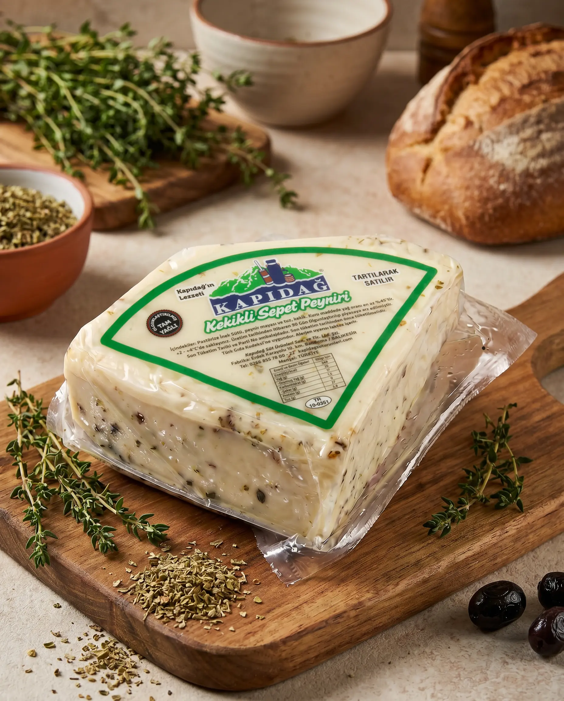 Kapıdağ Tam Yağlı Olgunlaştırılmış Kekikli Sepet Peyniri 350 gr